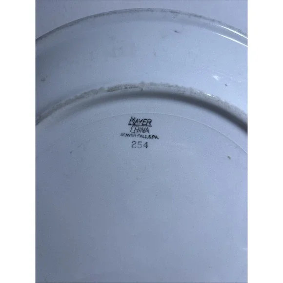 Mayer Restaurant Ware China Dinner Plate 9.5" & Plate 6.25"  Crest Wave Red Vtg - Picture 8 of 10